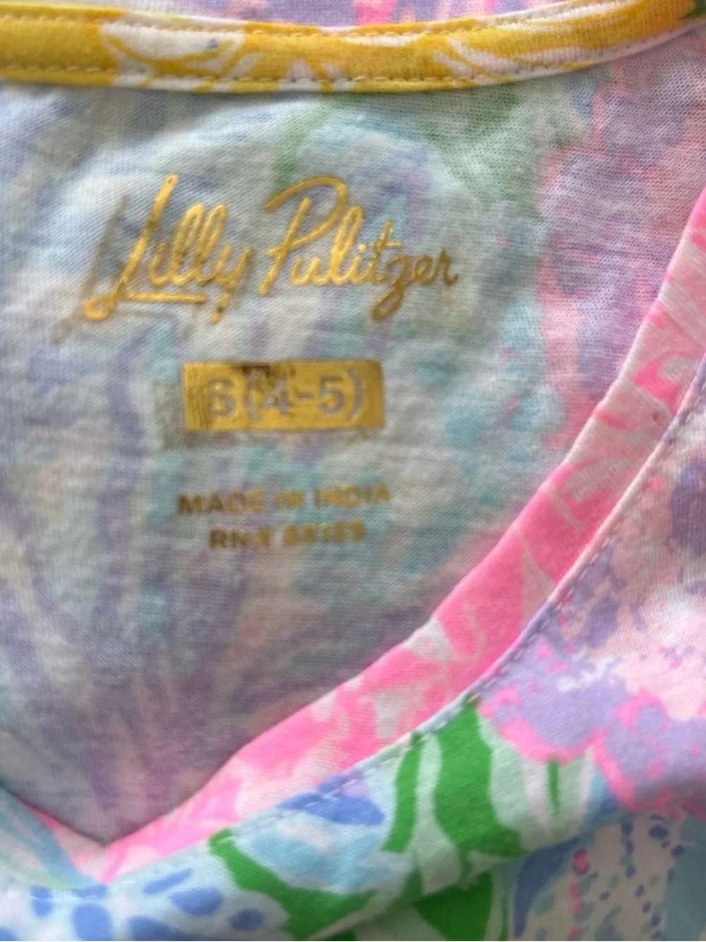 Lilly Pulitzer Girls Floral Patchwork Short-Sleeve Dress - Pink Multi